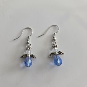 Handmade, Silver and Blue Angel Earrings